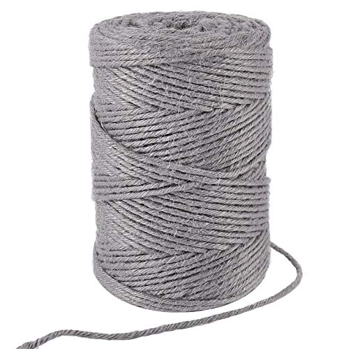 328ft 3mm Grey Jute Twine Thick for Gift Wrapping (328 Foot)