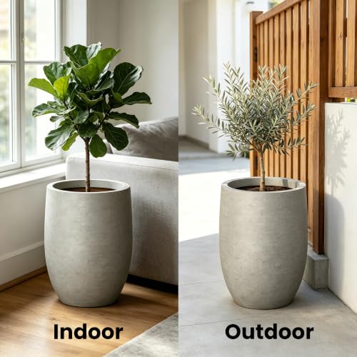 Weathered Concrete Planter 9.1" Dia All (Rustic Concrete / 11.8 Inch Tall)