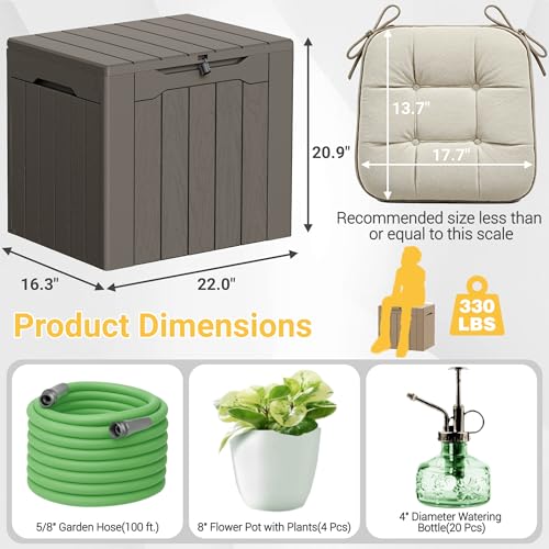 33 Gallon Resin Deck Box All Weather Outdoor Storage Boxes (Brown / 33 Gallon)