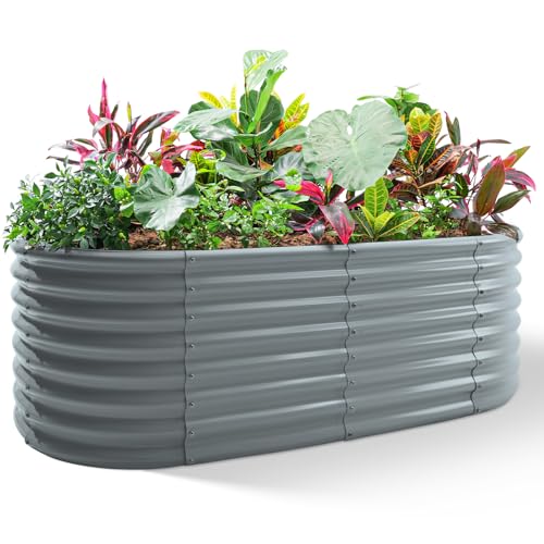 24“ Tall 4×2ft Galvanized Raised Garden Bed Kit (Modern Gray / 4×2×2ft)