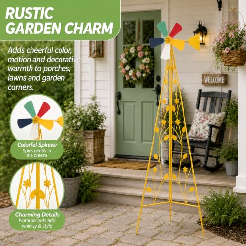 6FT Windmill for Yard Garden Decoration (Yellow)