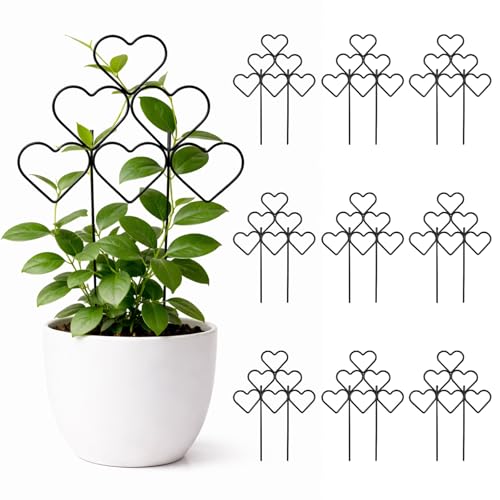 15 Inch Trellis for Climbing Plants Outdoor 9 Pack (Black - Heart / 9 pack)