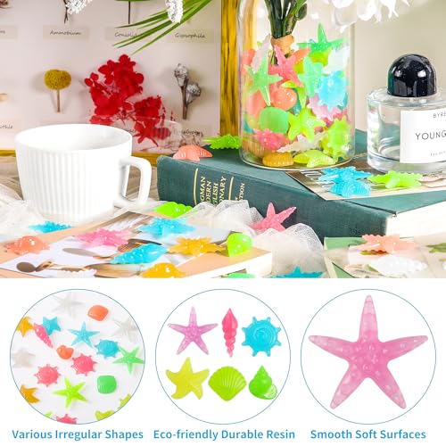 100 PCS Starfish Glow Rocks Mixed Color Luminous Stones Aquarium Garden (100 Count)