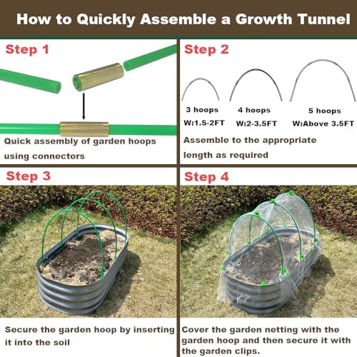 Greenhouse Hoops Set for DIY Grow Tunnel (Metal Connectors Garden Hoops 25pcs)