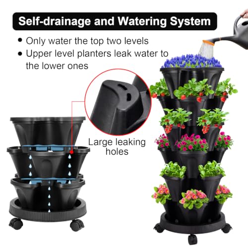 Vertical Planter Tower (Black / 6 Tier)