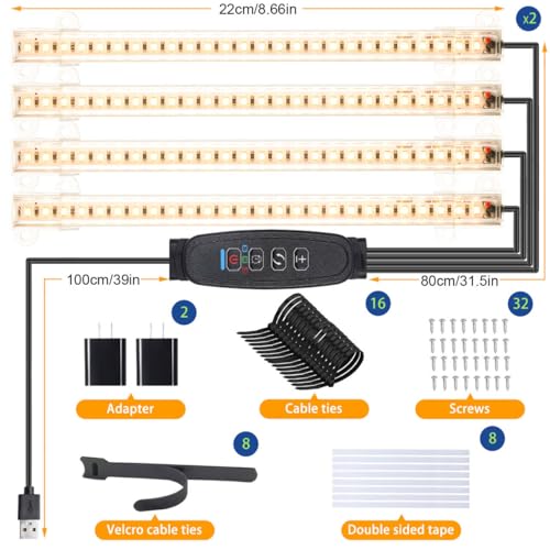 8.6'' LED Plant Growing Light Strips (Warm / 8.6Inch 4 Head 2 Pack)