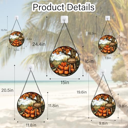 Snowy Christmas Cabin Stained Glass Window Hanging Suncatcher Gifts 9.8" (Orange / 9.8x9.8 IN)