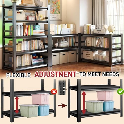 Book Shelf Metal Bookshelves (5-Tier 72''Hx40''Wx14''D)