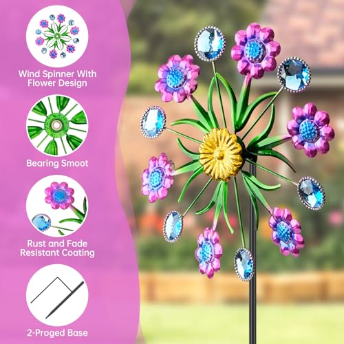 Purple Flowers Outdoor Wind Spinner
