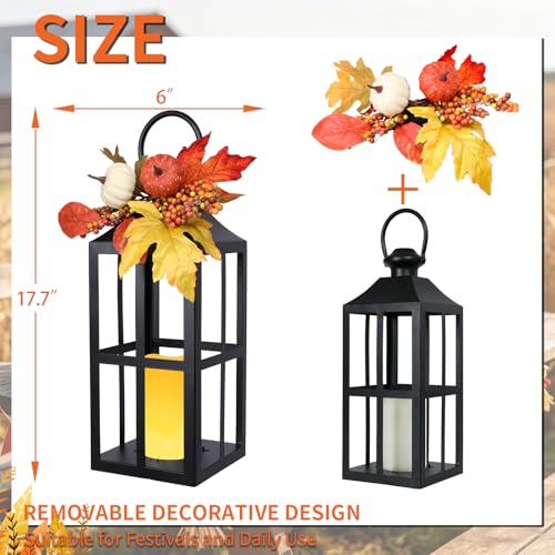 Fall Lanterns LED Candles 2 Pack 17.7 Inch Thanksgiving Decor Timer