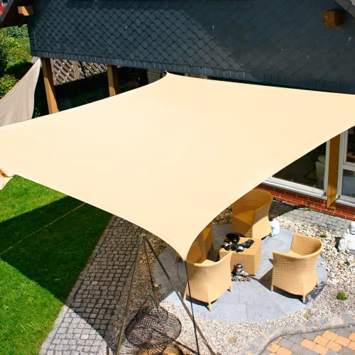 7'X13' Sun Shade Sail Cream Curved Rectangle (Cream / 7'X13' custom)