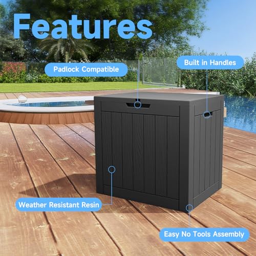 36 Gal Waterproof Outdoor Storage Box UV Resistant Deck Box (Black / 36 Gallon)