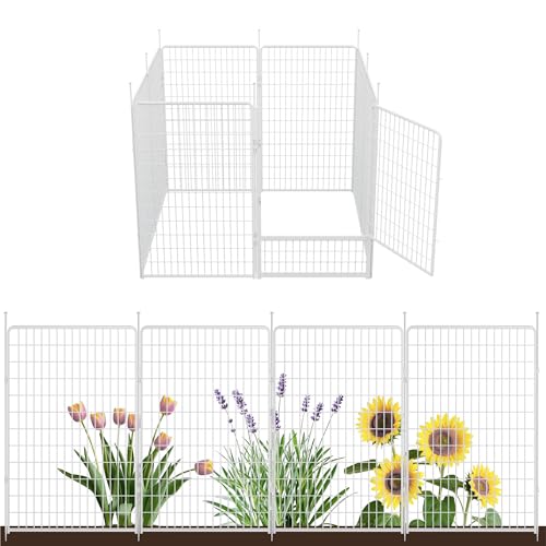 Garden Fence with Gate 50 in (50 in(H) x 20.5 ft(L) 7 Panels +1 Gate / White)