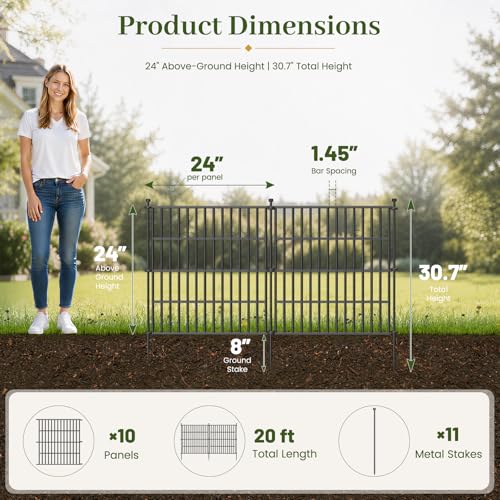No Dig Garden Fence Outdoor for Yard (400 Sq Ft)