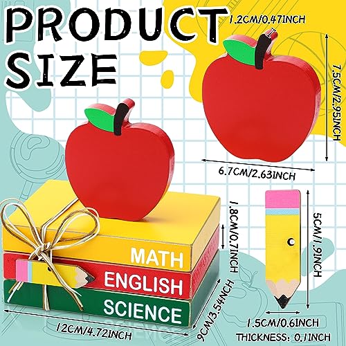 4 Pcs Back to School Table Decorations Wooden Apple Tiered Tray (School)