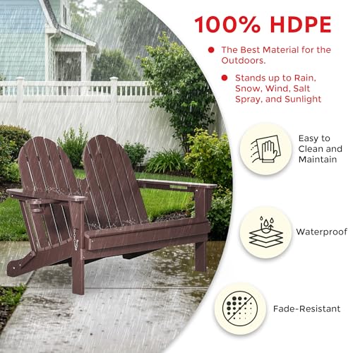Outdoor Patio HDPE Adirondack Garden Skinny Bench (Dark Brown / 49.5IN)