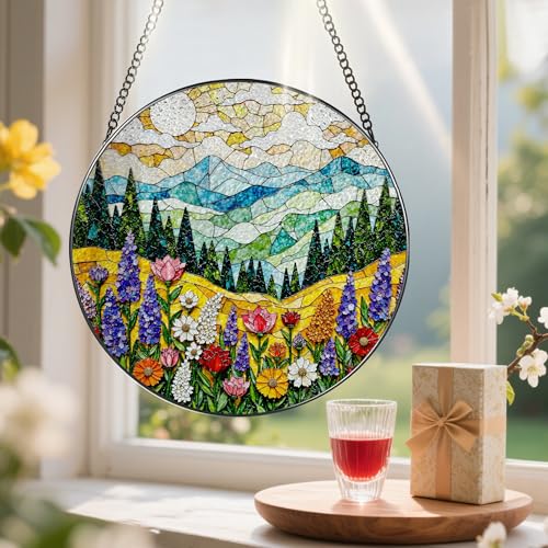 8 Inch Stained Glass Ornament (Wildflower B)