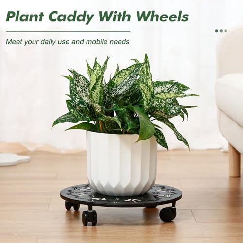 4 Pack Rolling Plant Caddy with Wheels 14 Inch (14 inch)