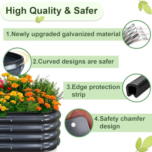 2 Pack Galvanized Raised Garden Beds Outdoor (Gray 2 Pcs / 4 x 2 x 1 ft)