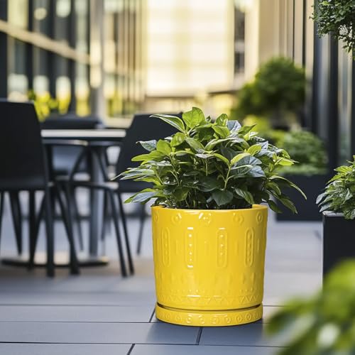 Ceramic Flower Pots (12 Inch / Yellow)