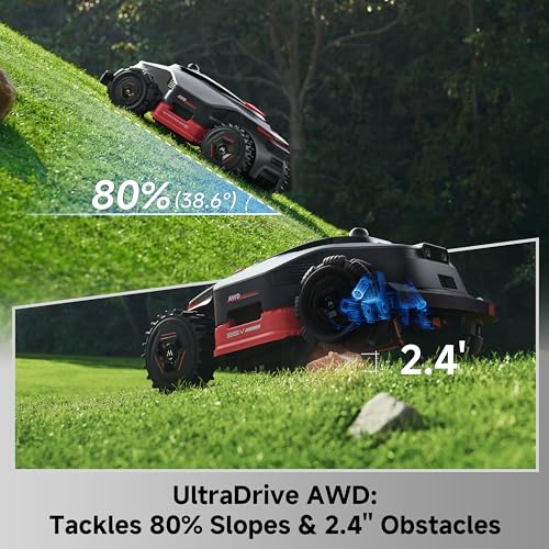 LiDAX Ultra 3000 AWD Robot Lawn Mower Wire Free RTK Free for up to 0.75 Acre*Dual Maps (3000 AWD: Mows up to 0.75acre)