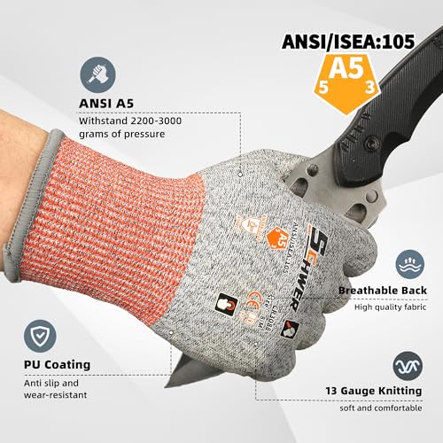 240 Pairs A5 Cut Resistant Gloves (Grey A5 / X-Large)