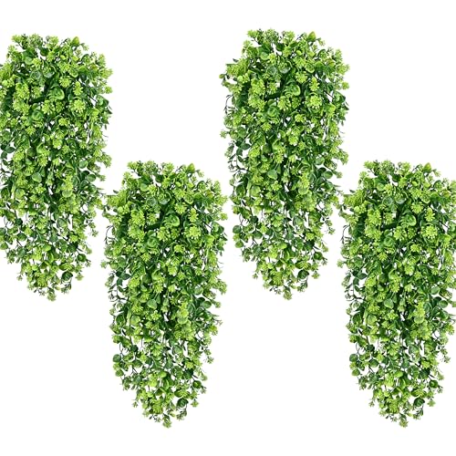 8Pcs Fake Hanging Plants 3ft Fake Plants Vines Greenery (Light Green Ivy Vines-thickened / 8Pcs Plants)