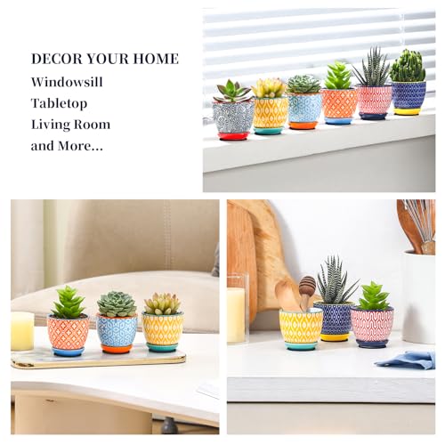 Ceramic 2.4 Inch Succulent Pots (Assorted Colors / 2.4 Inch, Set of 6)