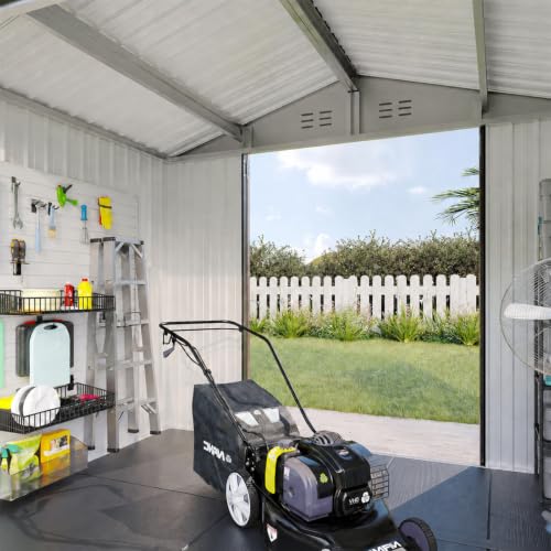 7'x6' Shed with Floor Galvanized Steel Outdoor Storage Shed Black (Black / 8'x6'w)