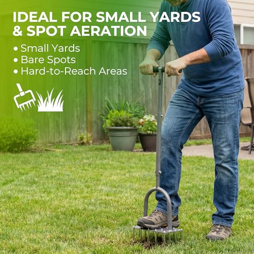 4 Row Lawn Aerator Tool with 20 Steel Spikes for Small Yards (4-Row Spikes)