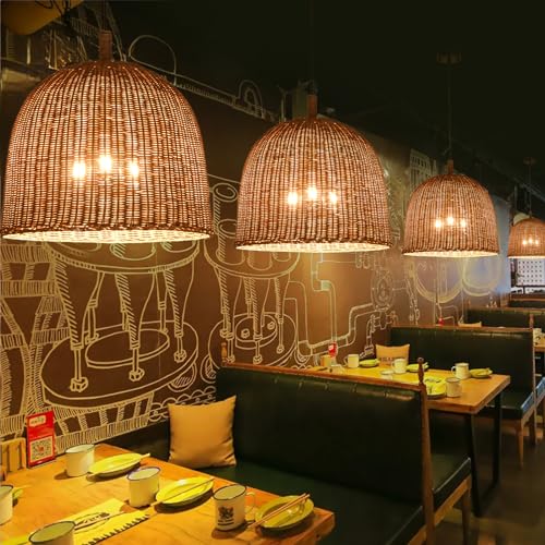 17.7" Rattan Pendant Light (Dark Brown Rattan / 17.7" 3-Light)