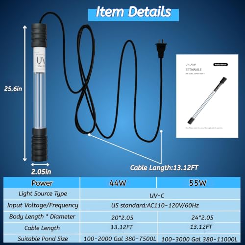55W Pond UV Light for Fish Tank for 2000 (55)