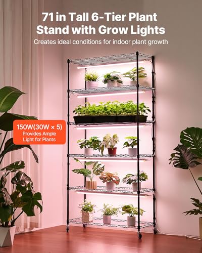 Plant Shelf with Grow Light (30w with Mechanical Timer / 6-Tier)