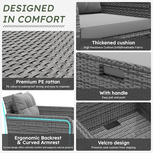 5 Piece Patio Furniture Set (Grey-grey / 5 Piece)