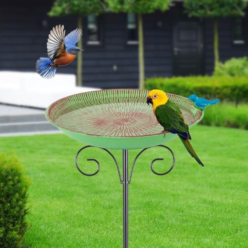 Metal Bird Bath for Outdoor (Green-1)