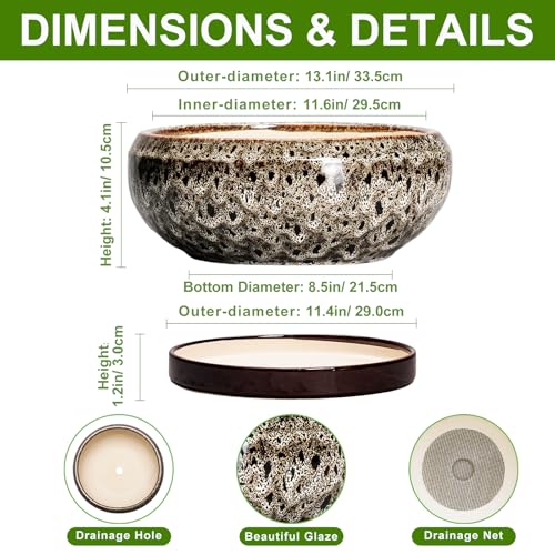 Bonsai Planter 13 Inch (13 Inch / Leopard Brown-white)