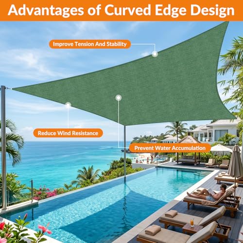 17'X17' Sun Shade Sail Dark Green Curved Square Customizable (Dark Green / 17'X17' custom)