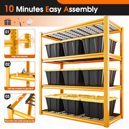 40" W Yellow Garage Shelving with Double (40" W X 19.7" D X 59.9" H)