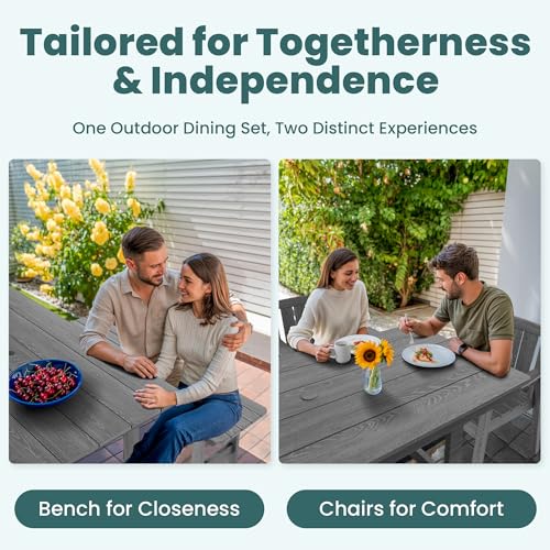 Patio Dining Table Set (Grey / 6-Seat(6PCS)66.7"Table)