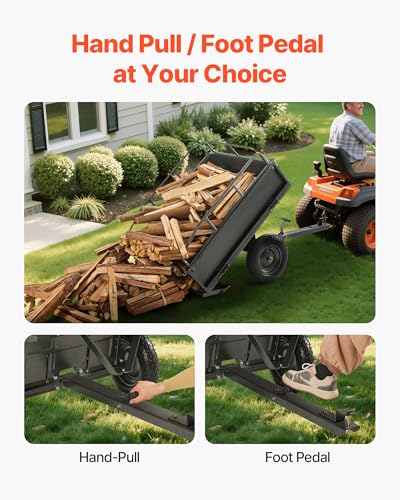 10 Cu.Ft. & 500lbs ATV Trailer Dump Cart Tow Behind (Black)