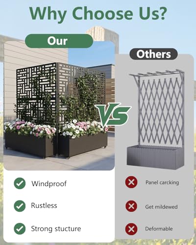 Metal Planter Box with Trellis (Black / 2pc)