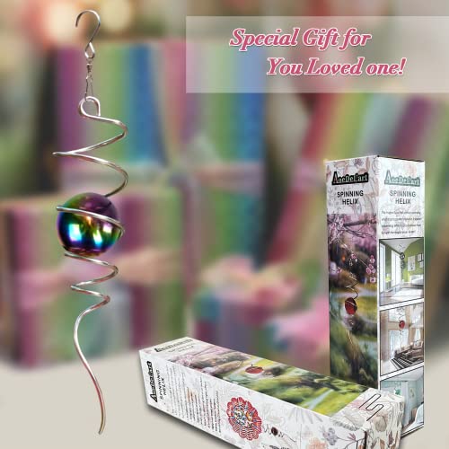 Multi Color Wind Spinner Tail Gazing Ball Spiral Decorative Wind Spinners Sun Catcher Visual Illusion Wind Spinner Stabilizer Indoor Outdoor Garden Decoration (13in / 004-purple Multi Color)
