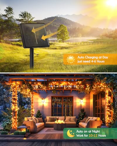 Solar String Lights for Outside (Warm White-new / 19.6Ft)