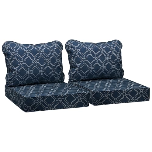 Outdoor Chair Cushions (Slate Blue Vine Trellis / 25.5"x25.5"x5" / 25.5"x19")