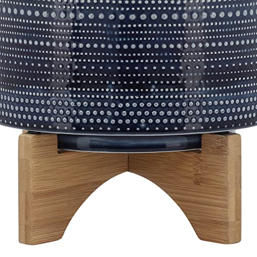 Dotted Decorative Planter Pot with Wood Stand