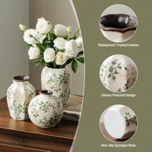 Ceramic Flower Small Vase for Home Decor (19-green)