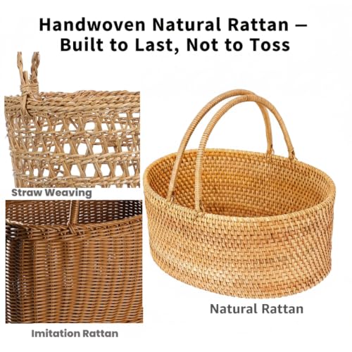 Rattan Picnic Basket with Handle