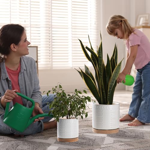 Indoor Outdoor Ceramic Plant Pots (8 inch / White2)