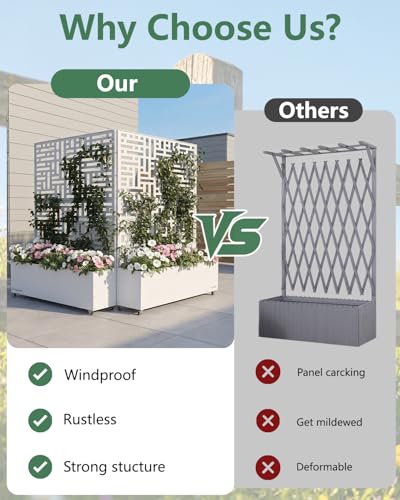 Metal Planter Box with Trellis (White / 2pc)