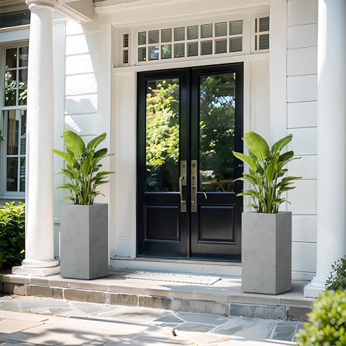 Accent Column Square Pale Gray Concrete Planter 23.6" H (Natural Concrete / 23.6" H)